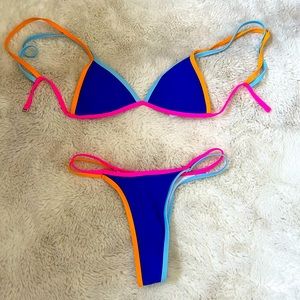 Neon Blue, Pink, and Orange Bikini Bathing Suit Size XS
